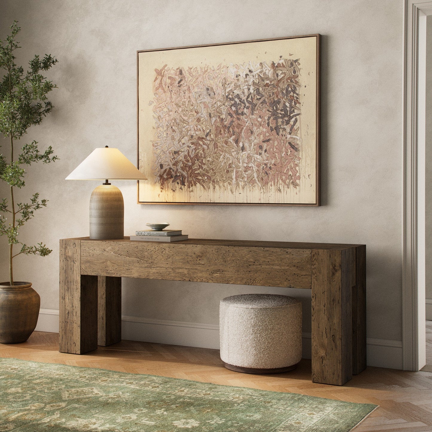 Abaso Console Table - Rustic Ash Oyster | Four Hands - 229656-002