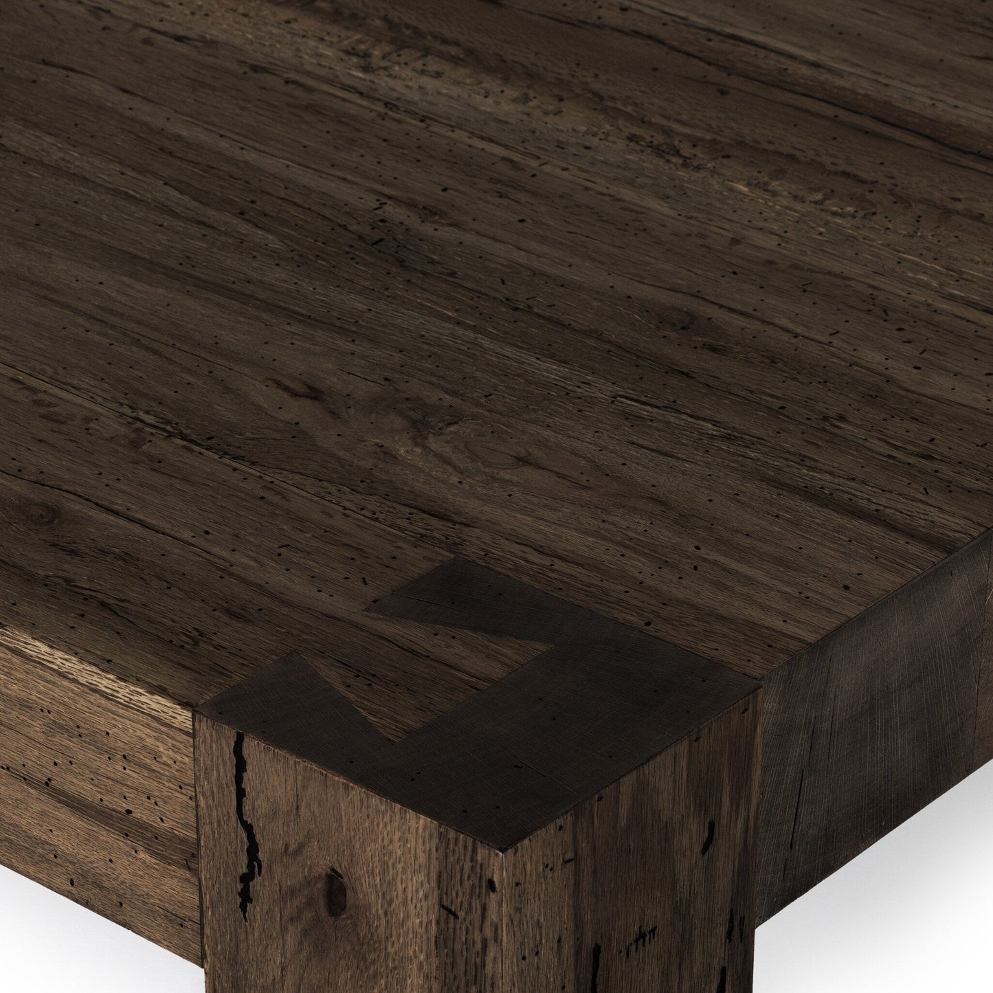 Abaso Coffee Table - Ebony Rustic Wormwood Oak | Four Hands - 232775-002