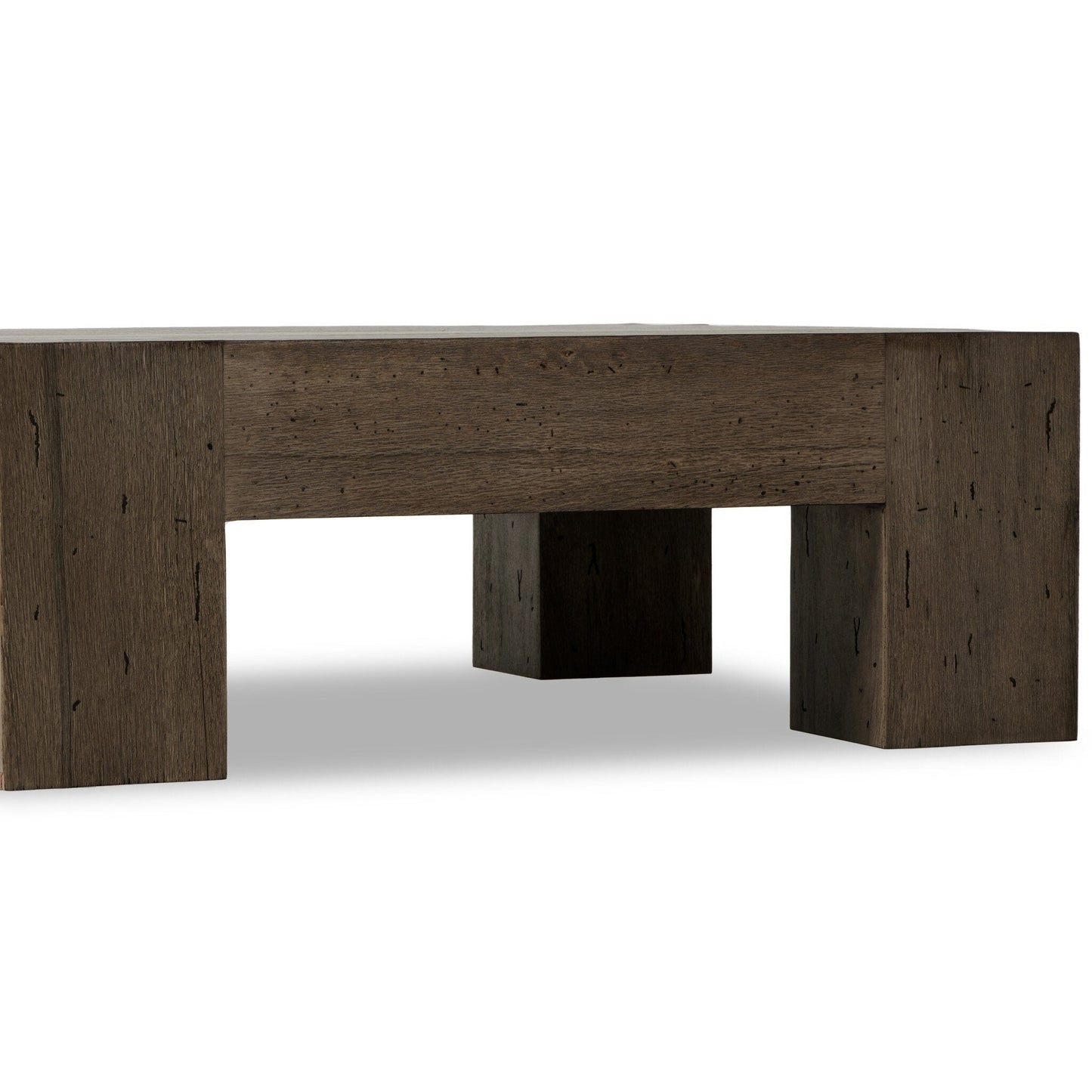 Abaso Small Square Coffee Table - Ebony Rustic Wormwood Oak | Four Hands - 239394-002