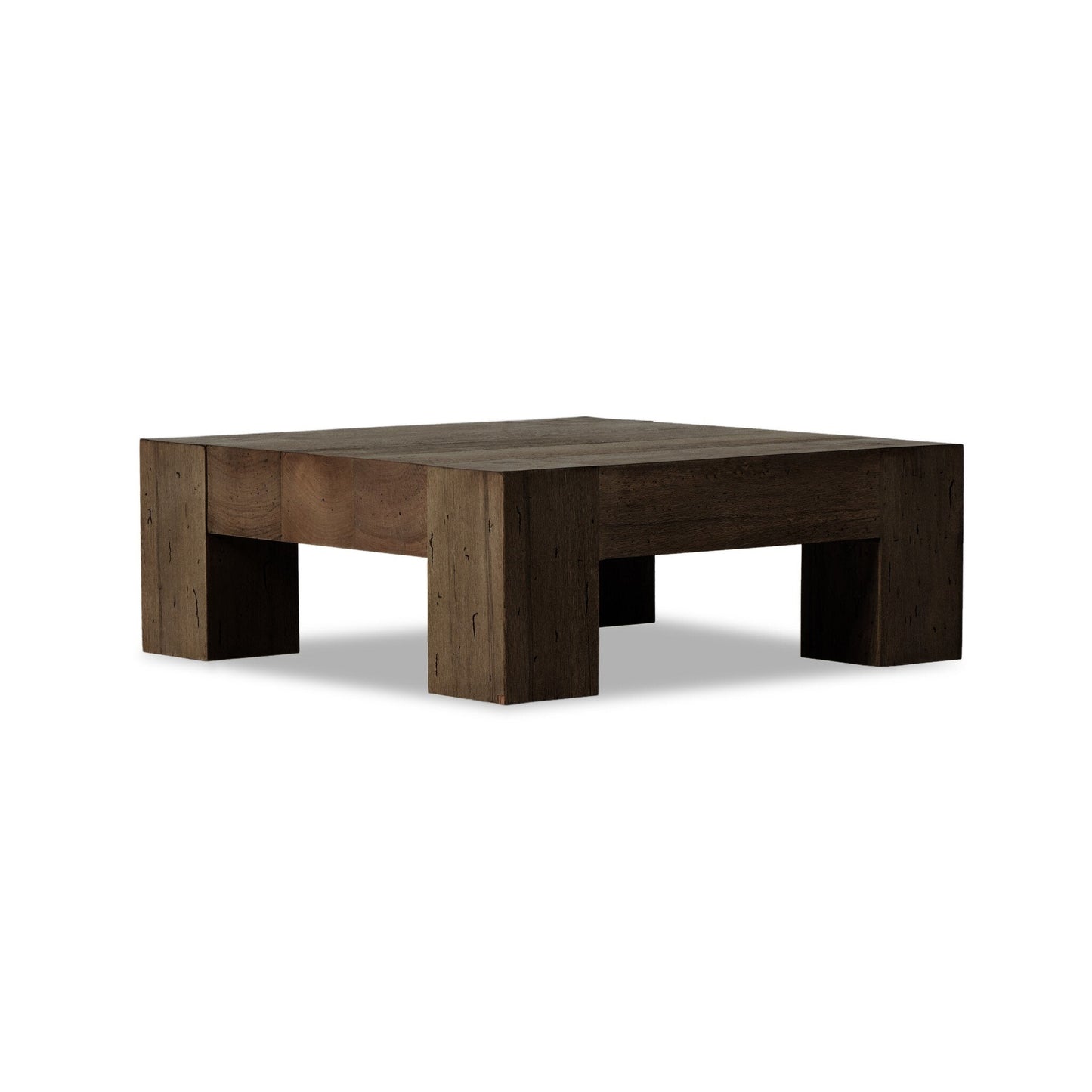 Abaso Small Square Coffee Table - Ebony Rustic Wormwood Oak | Four Hands - 239394-002