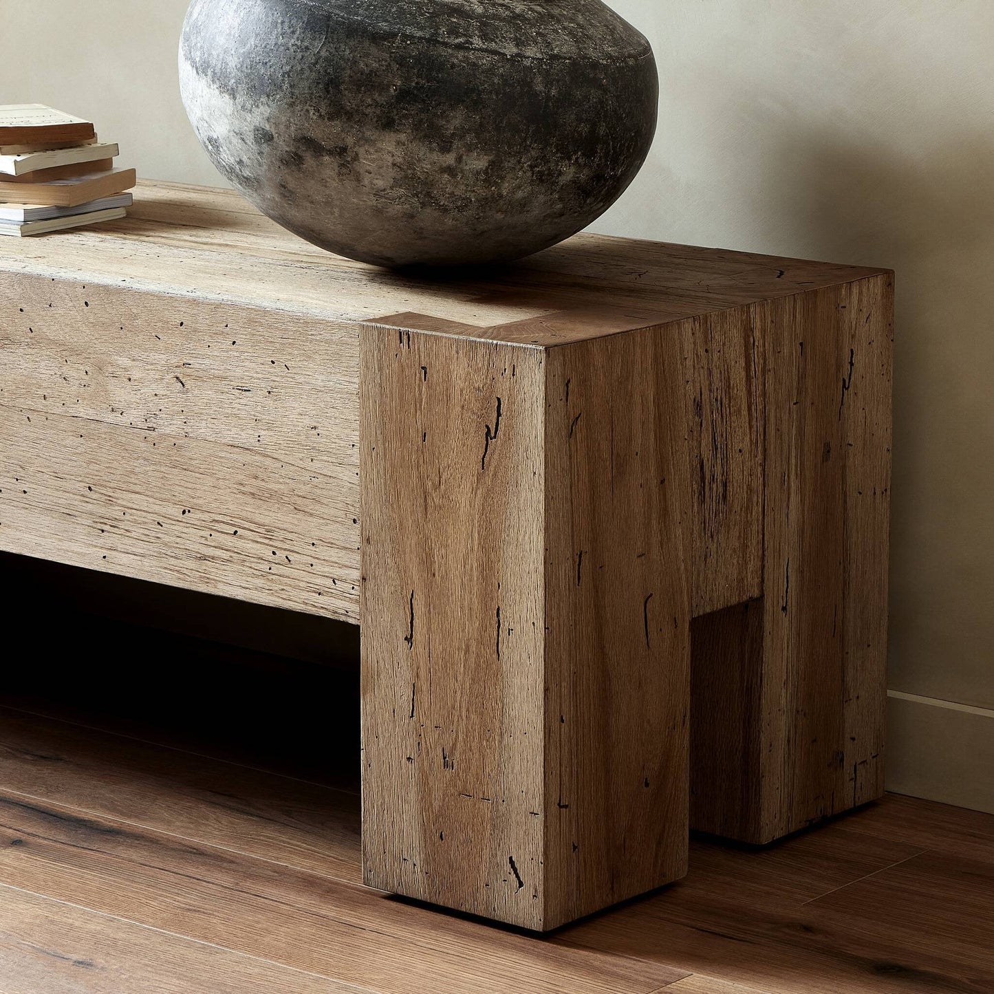 Abaso Accent Bench - Rustic Wormwood Oak | Four Hands - 239396-001