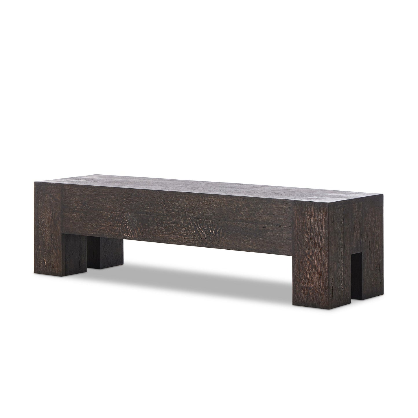 Abaso Accent Bench - Ebony Rustic Wormwood Oak | Four Hands - 239396-002