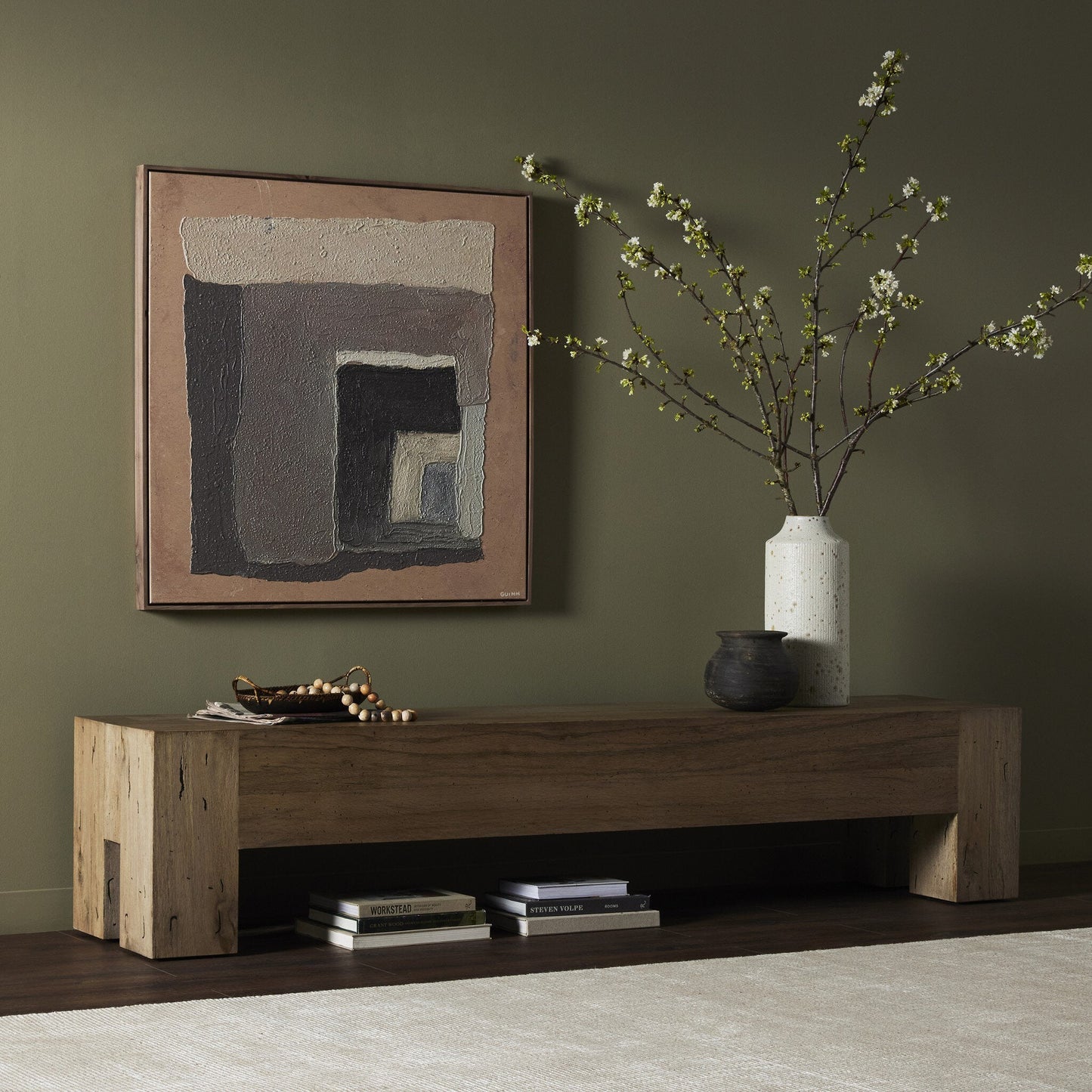 Abaso Large Accent Bench - Rustic Wormwood Oak | Four Hands - 239398-001