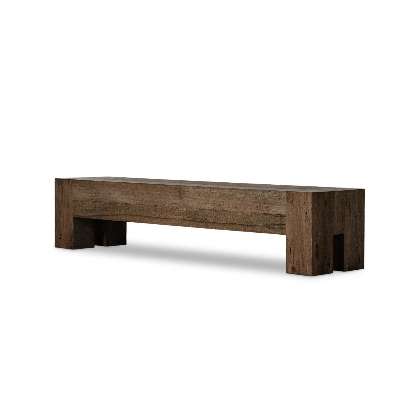 Abaso Large Accent Bench - Ebony Rustic Wormwood Oak | Four Hands - 239398-002