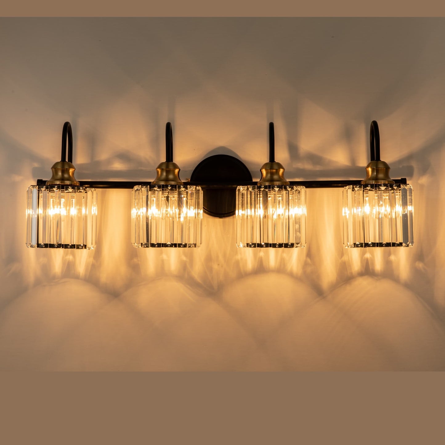 3/4-Light Modern Glam Linear Dimmable Crystal Bathroom Vanity Lights Over Mirror