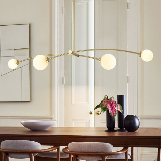 4-Light Modern Gold Simple Linear Sputnik Pendant Island Light/ Dining Room Light - 51.18 in. W x 11.02 in. D x 5.91 in. H