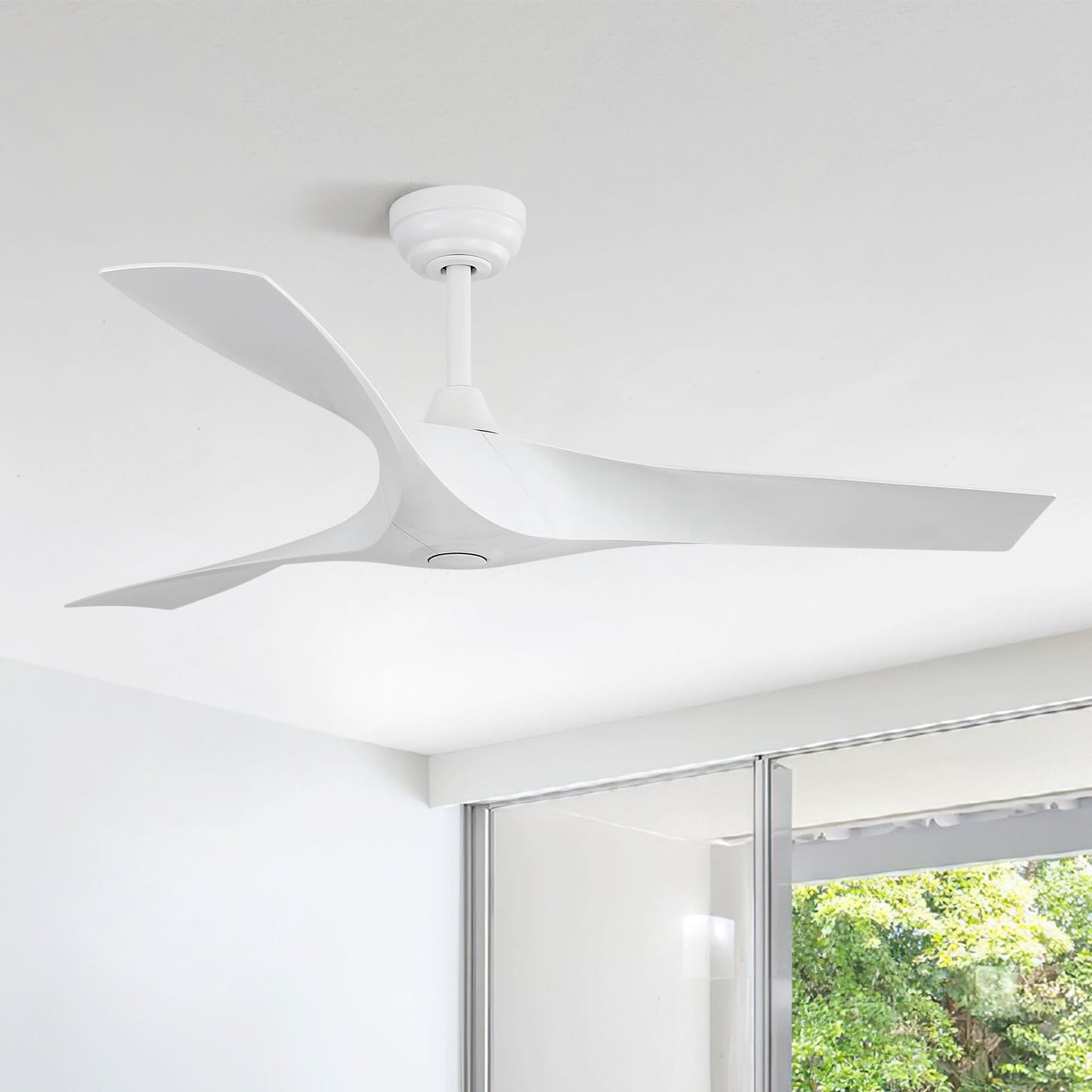 52 inch Modern Solid Wood / ABS Ceiling Fan With Remote Control(No Light),6 WInd Speed,Reversible Airflow