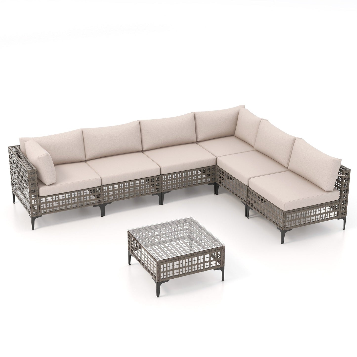 6 - Person Outdoor Sectional Seating Group with Cushions