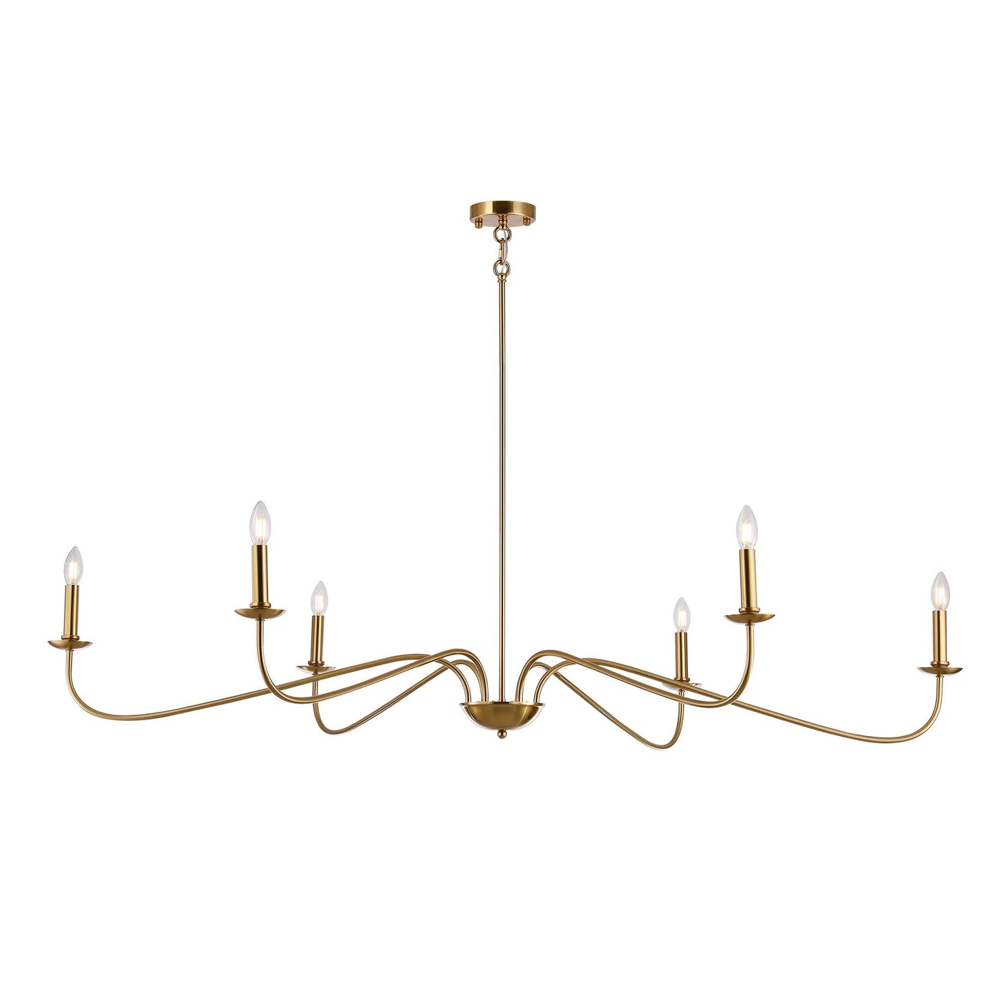 6 Light 64 Inches Minimalist Chandelier in Matte Black / Gold /Chrome - N/A