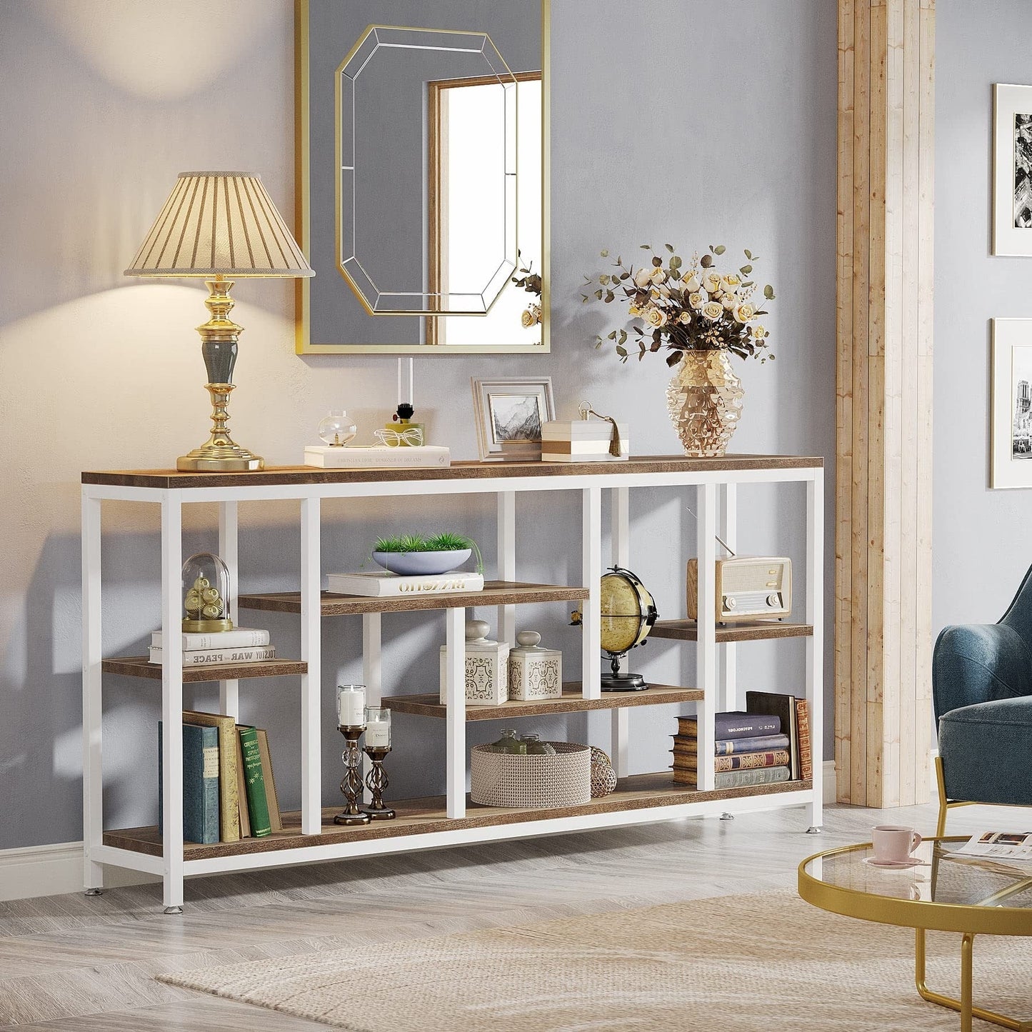 70.9 inch Console Sofa Table with Storage, 3-Tier Entryway Table for Hallway