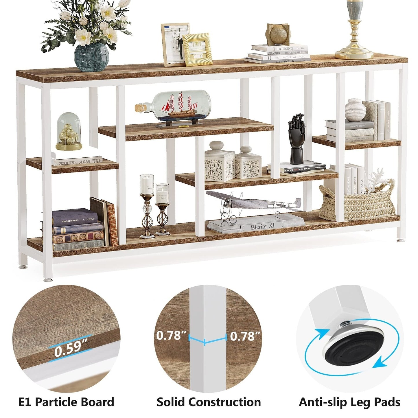 70.9 inch Console Sofa Table with Storage, 3-Tier Entryway Table for Hallway