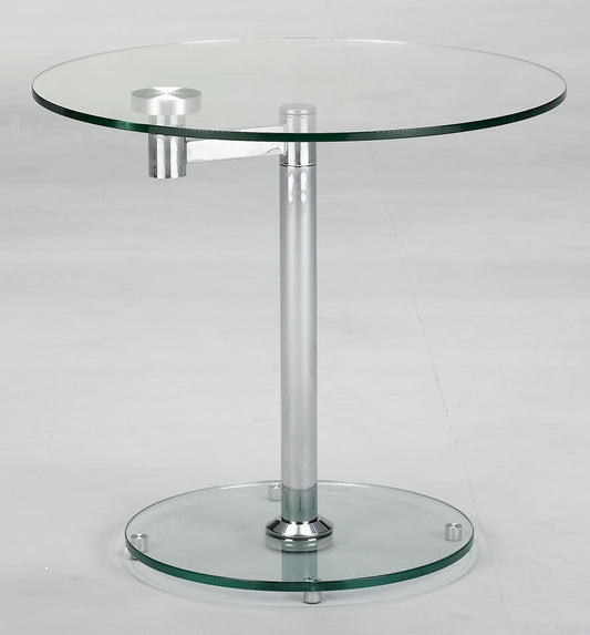 24 Rotating Round Glass Lamp Table w/ Steel Base | Modern Motion - 8090-LT
