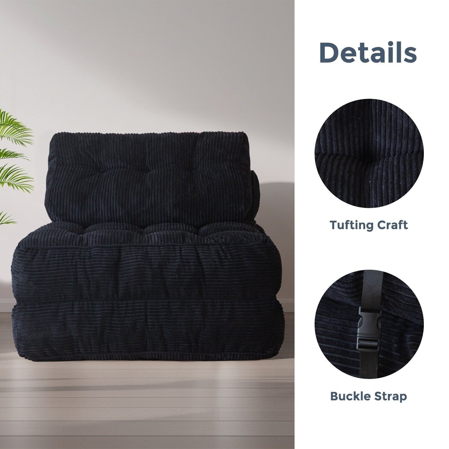 8 Corduroy Folding Couch Sofa Bed,Single