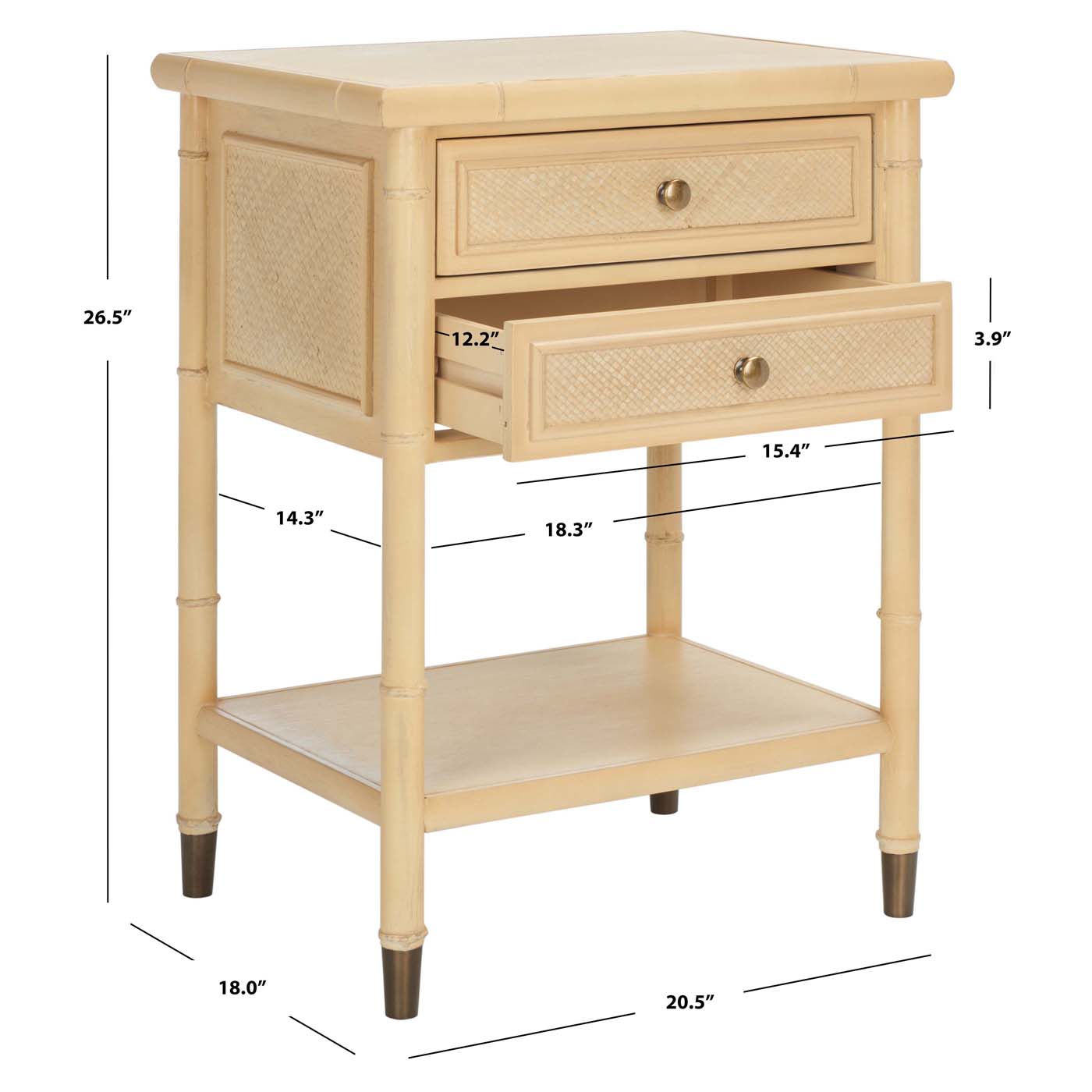 Ahab 2 Drawer 1 Shelf Accent Table | Safavieh - ACC6606
