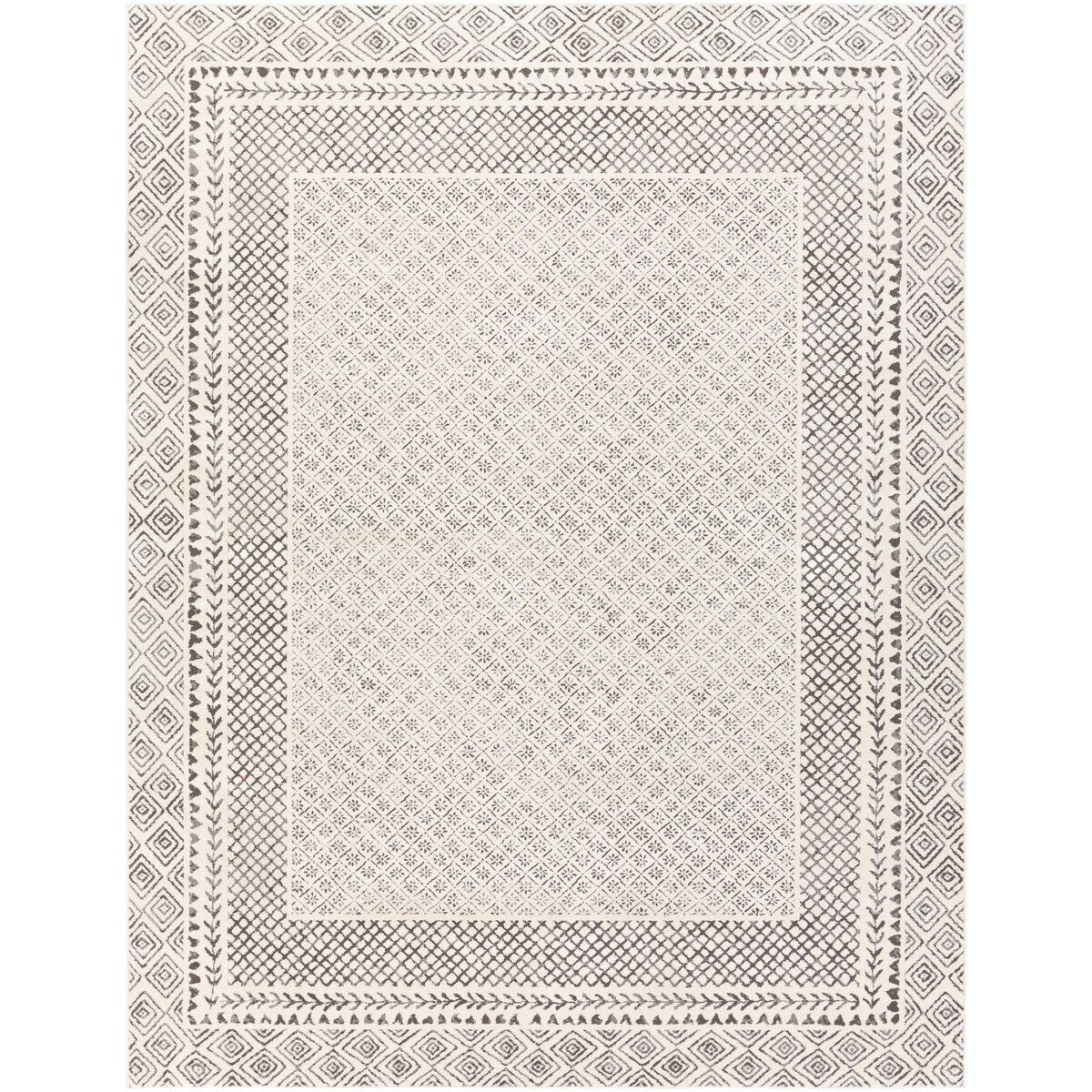 Livabliss Tiffany Grey Bohemian Border Area Rug