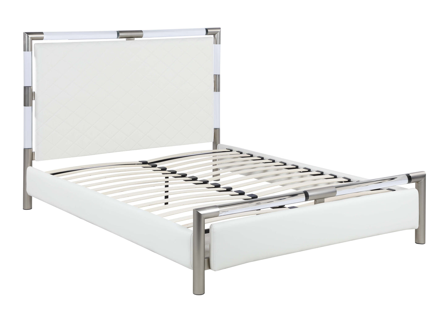 Acrylic Bedroom Set w/ Queen Bed, Buffet & Lamp Table | Modern Motion - BARCELONA-QN-3PC