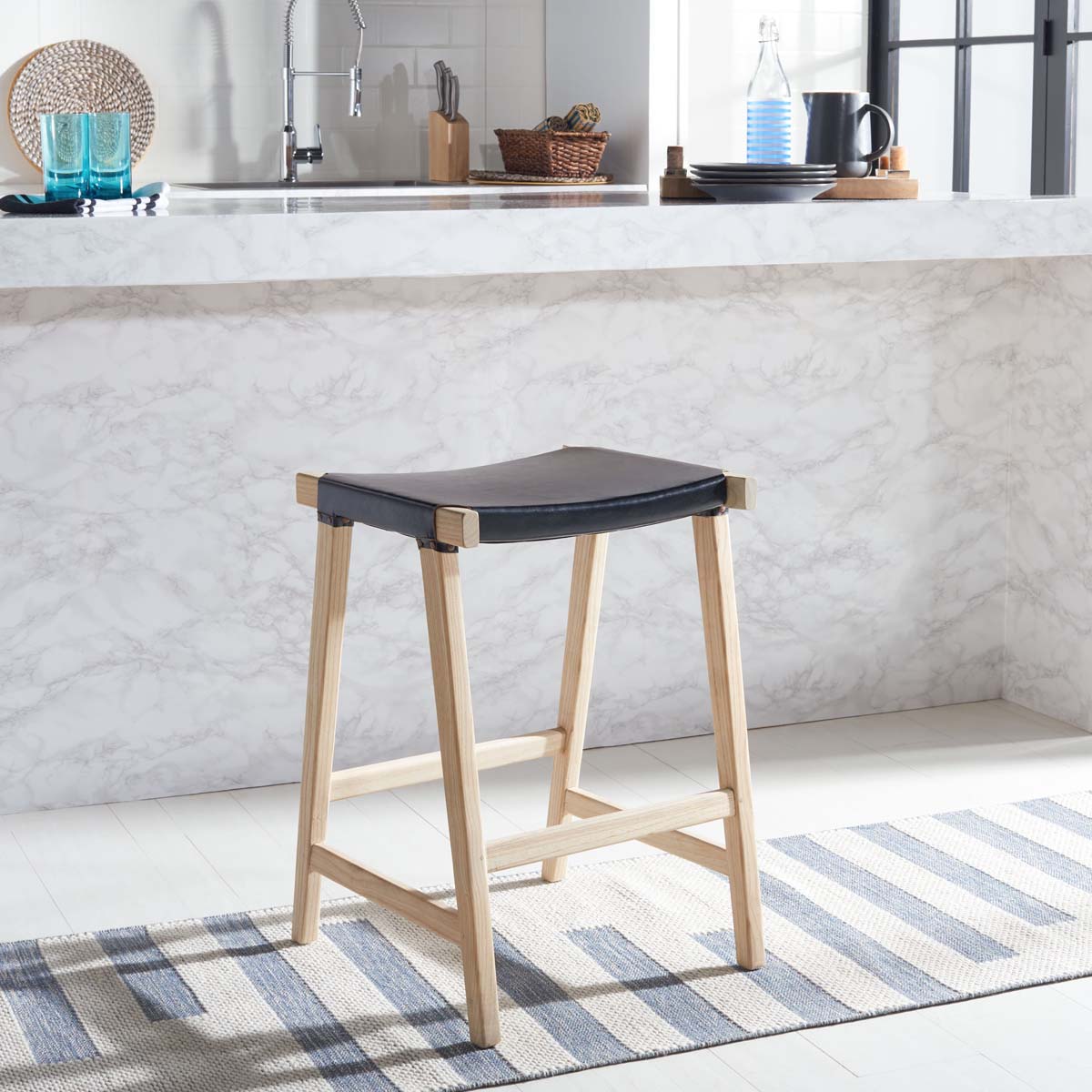 Aariz Rectangle Counter Stool | Safavieh - BST1011