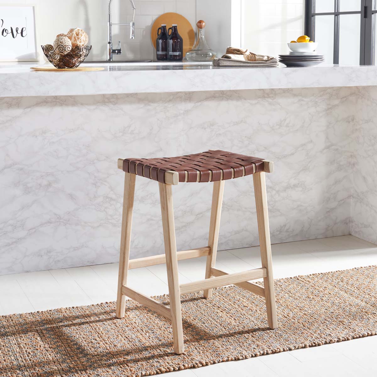 Abreu Rectangle Counter Stool | Safavieh - BST1013