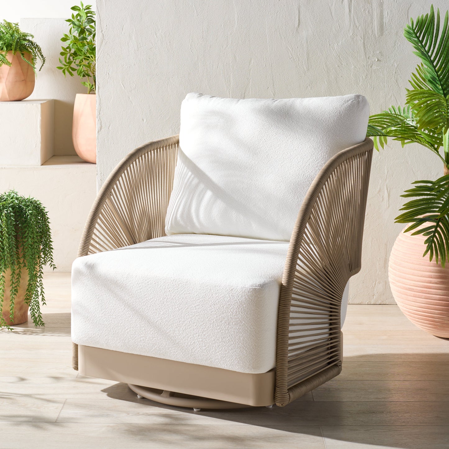 Adelandra Swivel Outdoor Chair | Safavieh Couture - CPT4015