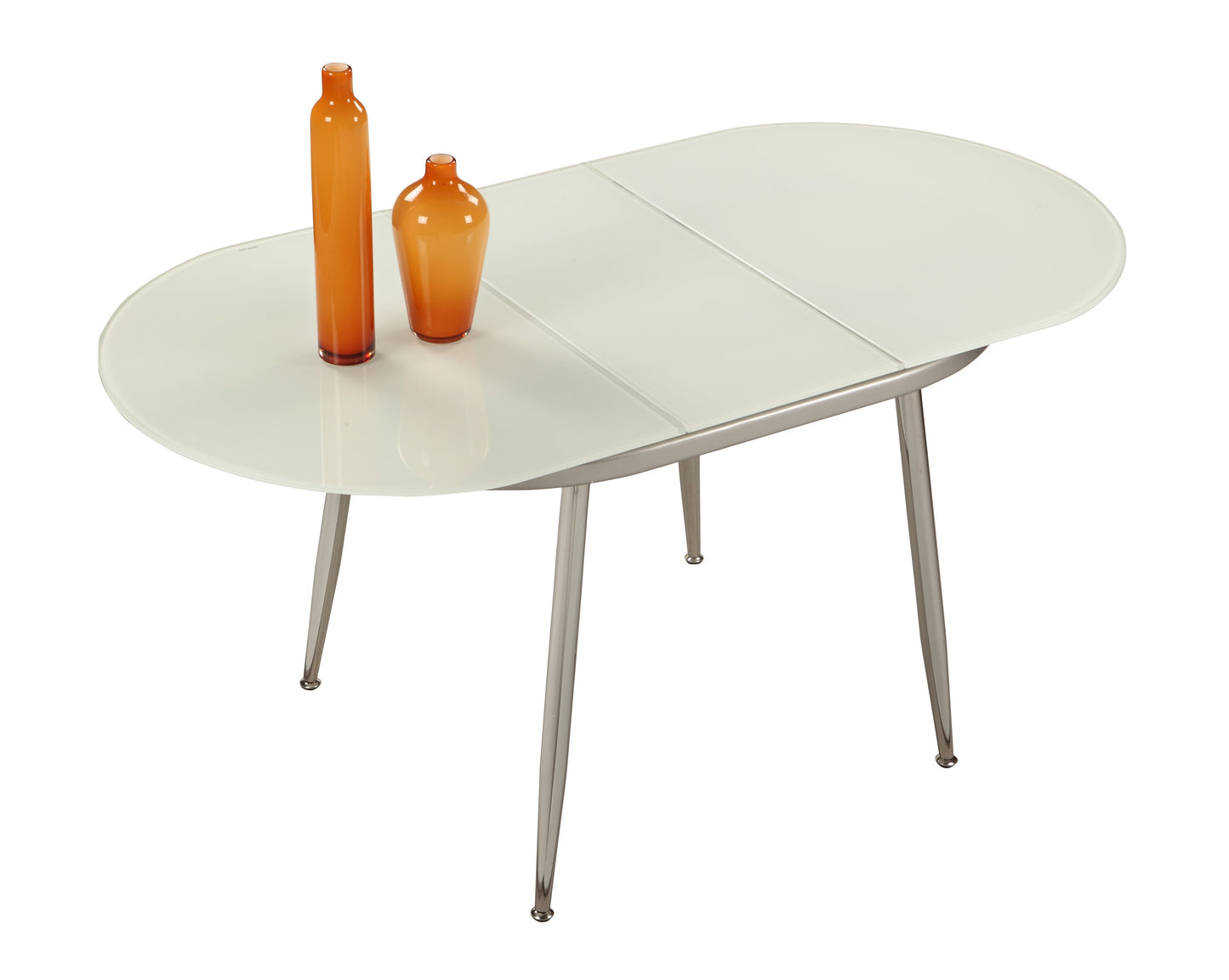 32x 47 Racetrack Oval White Starphire Glass Top w/ Ext. | Modern Motion - DONNA-DT