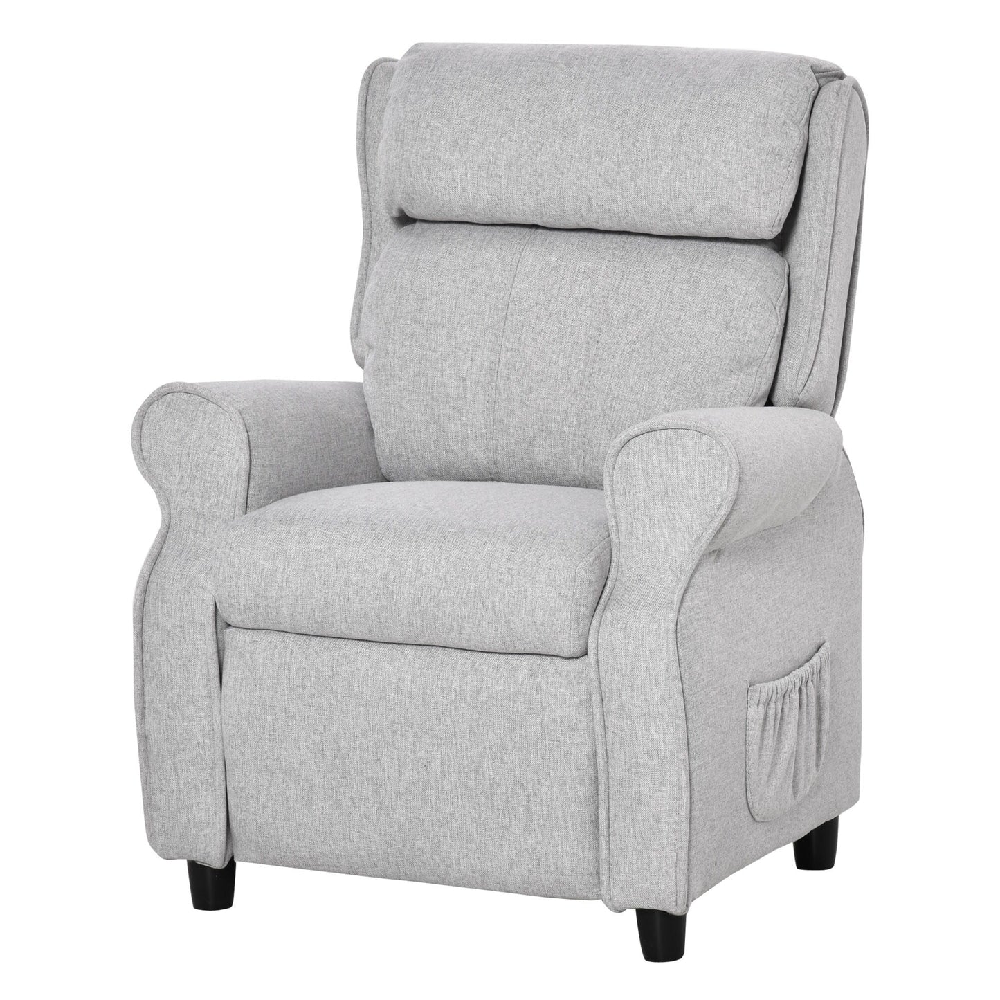 Light Grey Kids Children Upholstered Manual Recliner for 3-5 Years with Footrest and 2 Side Pockets