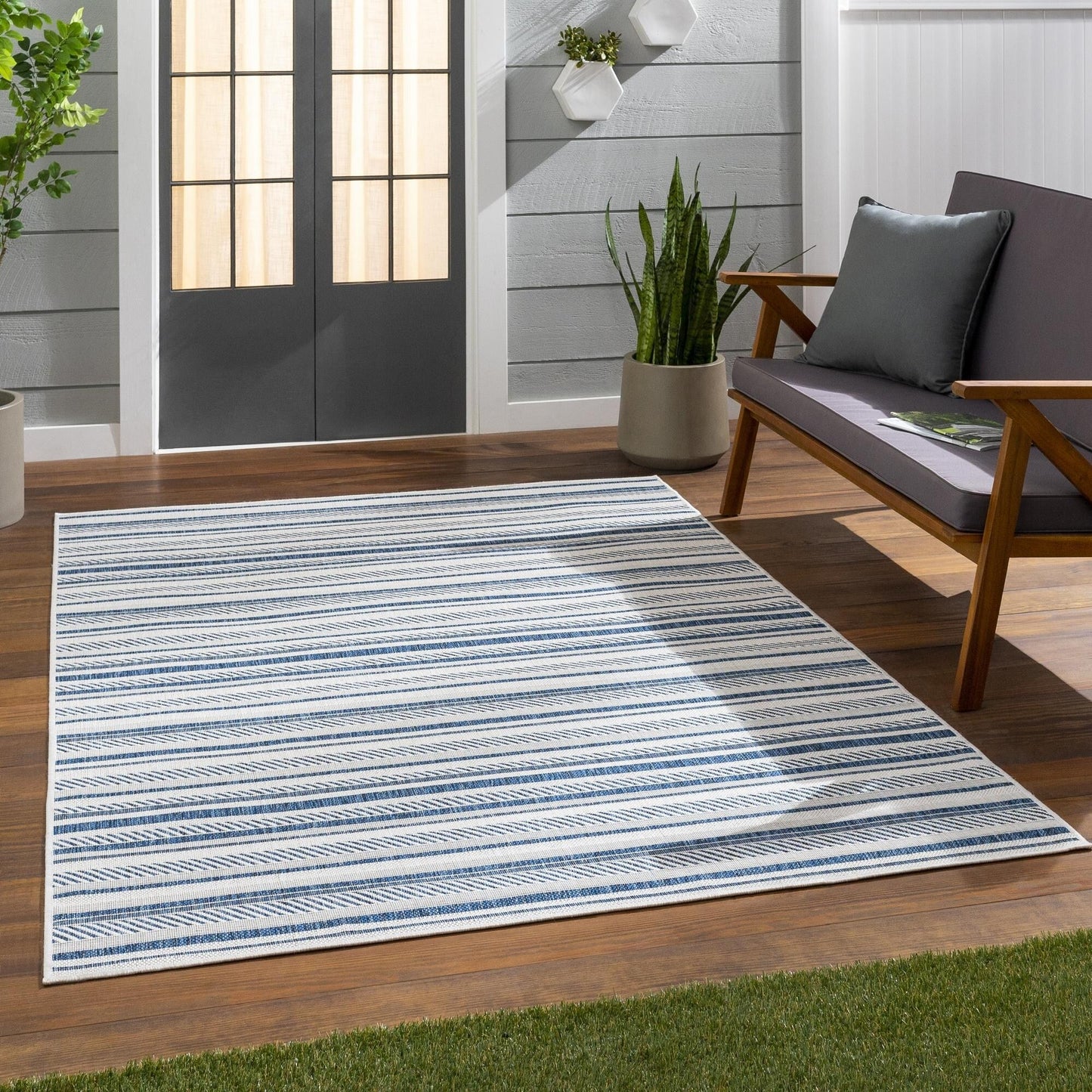 Livabliss Eagean Bohemian Stripe Outdoor Area Rug