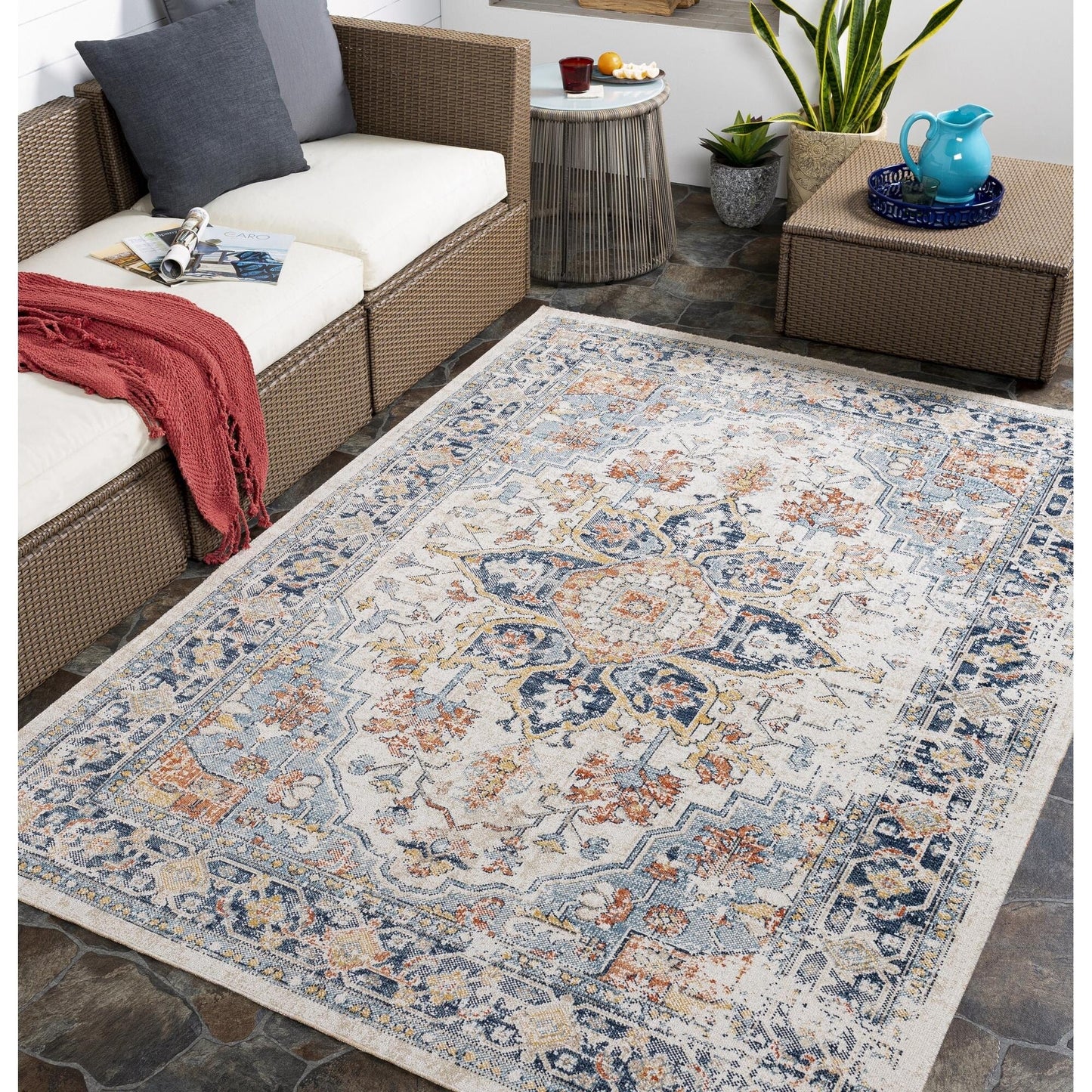 Livabliss Huntington Beach Updated Traditional Medallion Outdoor Area Rug