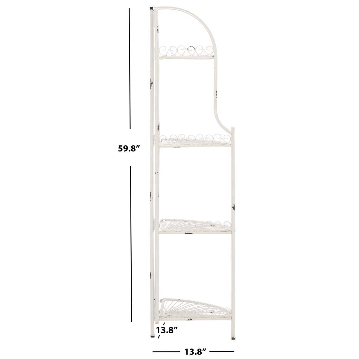 Abarrane Wrought Iron 4 Tier Outdoor Corner Shelf | Safavieh - PAT5013