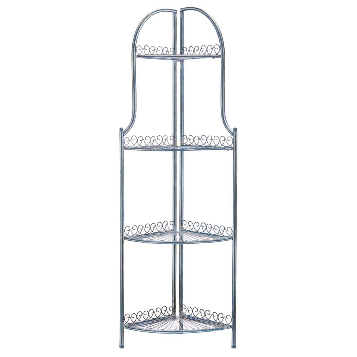 Abarrane Wrought Iron 4 Tier Outdoor Corner Shelf | Safavieh - PAT5013