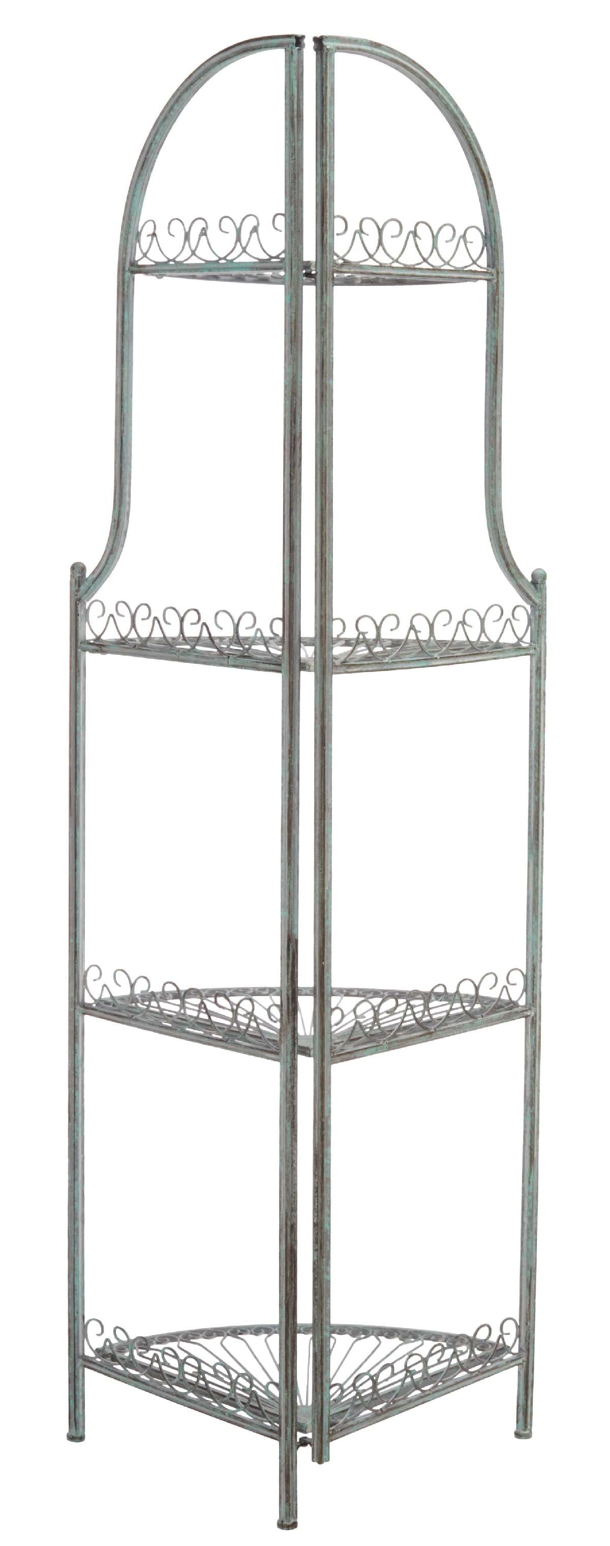 Abarrane Wrought Iron 4 Tier Outdoor Corner Shelf | Safavieh - PAT5013