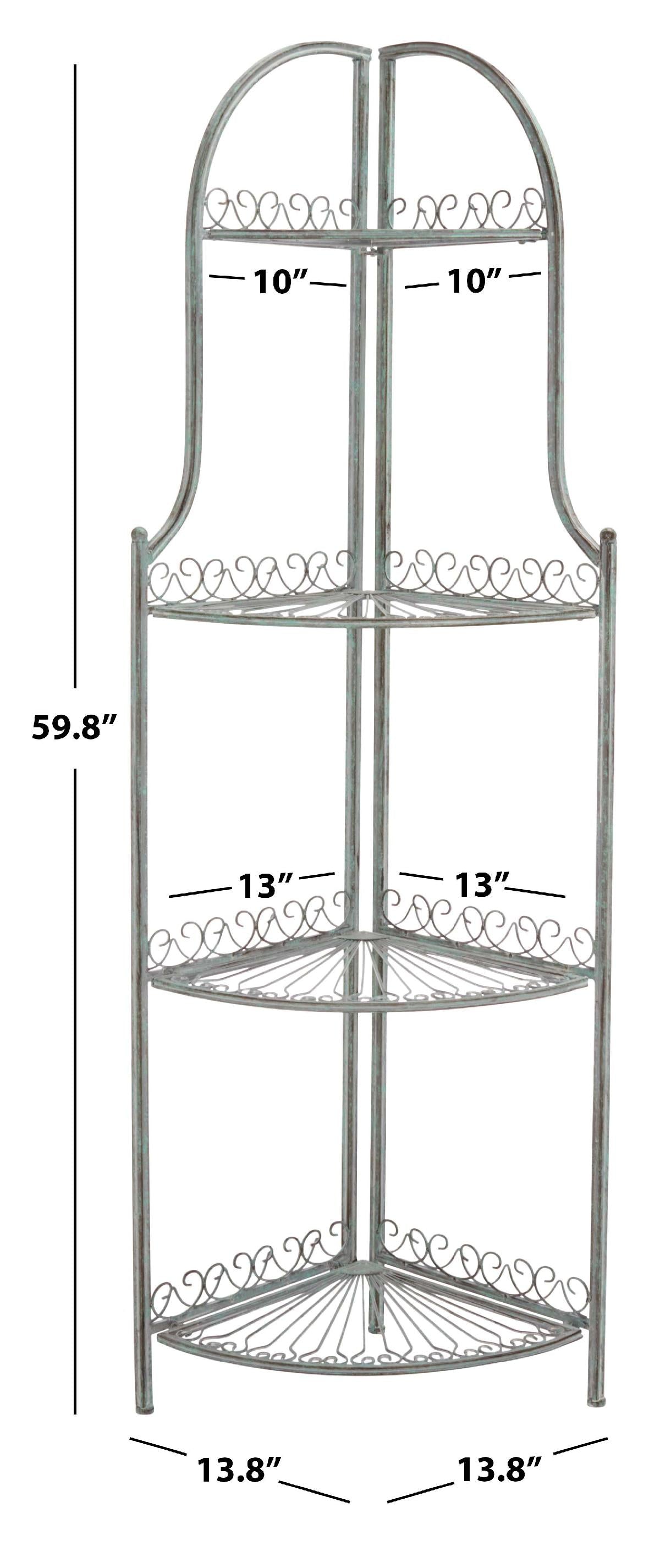 Abarrane Wrought Iron 4 Tier Outdoor Corner Shelf | Safavieh - PAT5013
