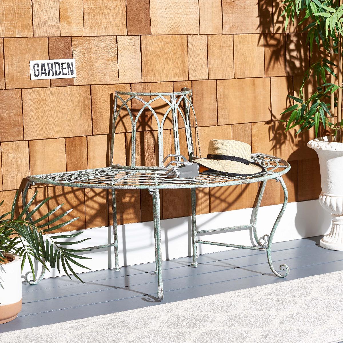 Abia Wrought Iron Outdoor Tree Bench | Safavieh - PAT5018