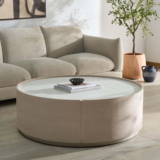 Alanabella Marble Round Coffee Table | Safavieh Couture - SFV5553