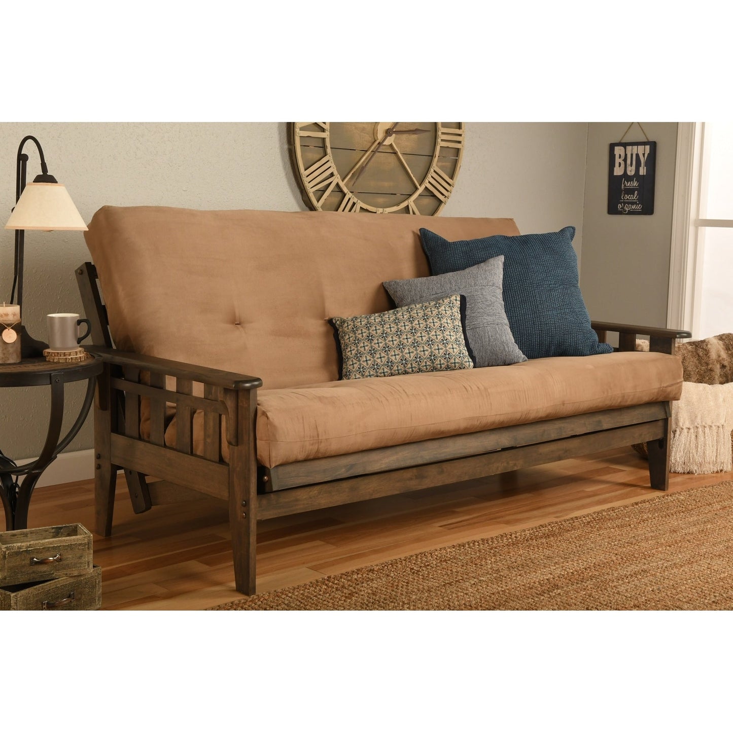 Somette Tucson Full-size Rustic Walnut Futon Set with Mattress