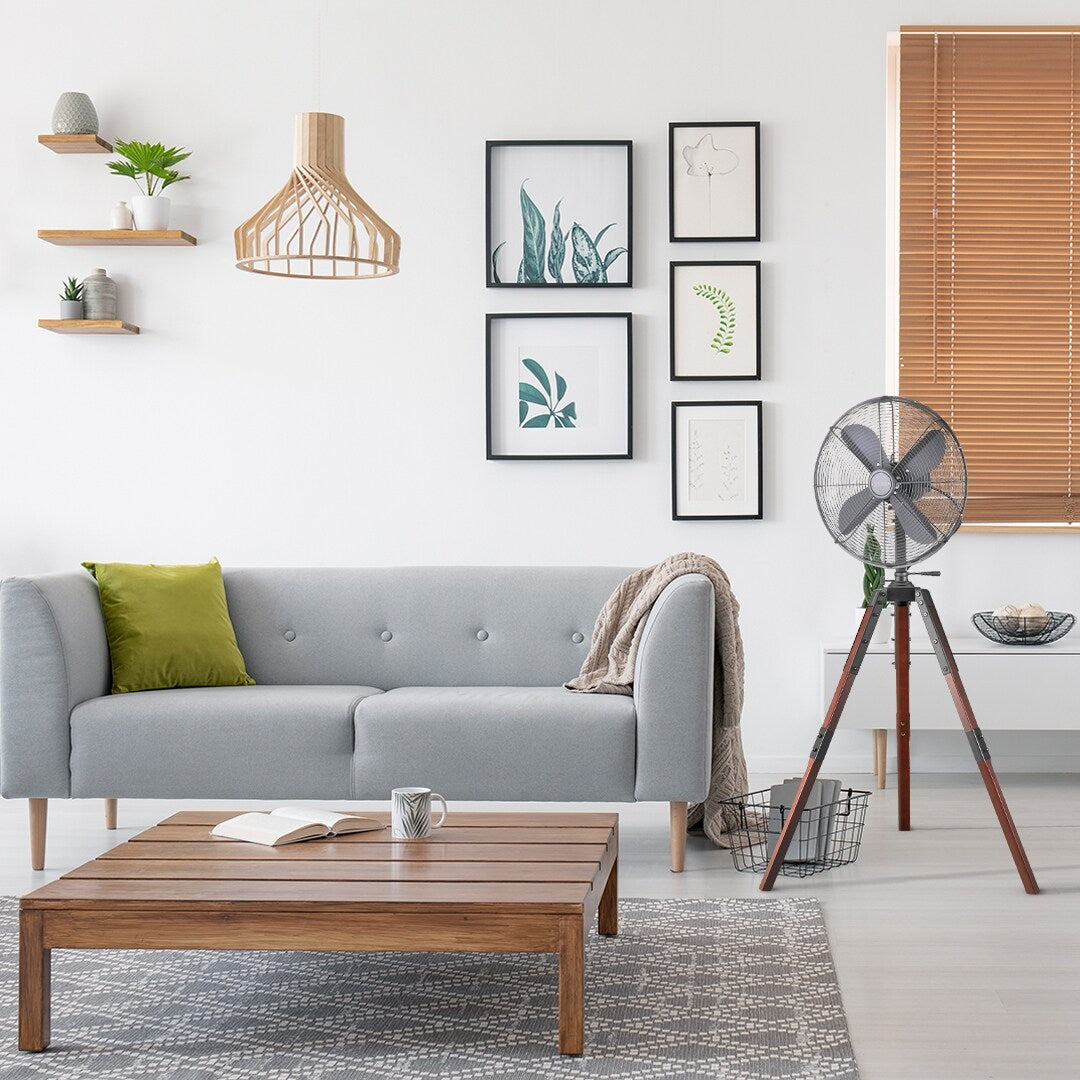 Star Fans Star Tripod 16-inch Stand Fan with Wooden Legs