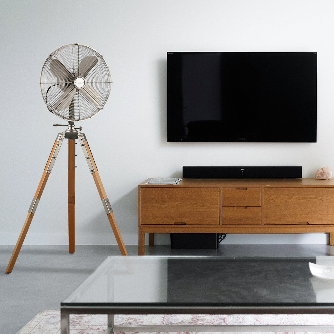 Star Fans Star Tripod 16-inch Stand Fan with Wooden Legs