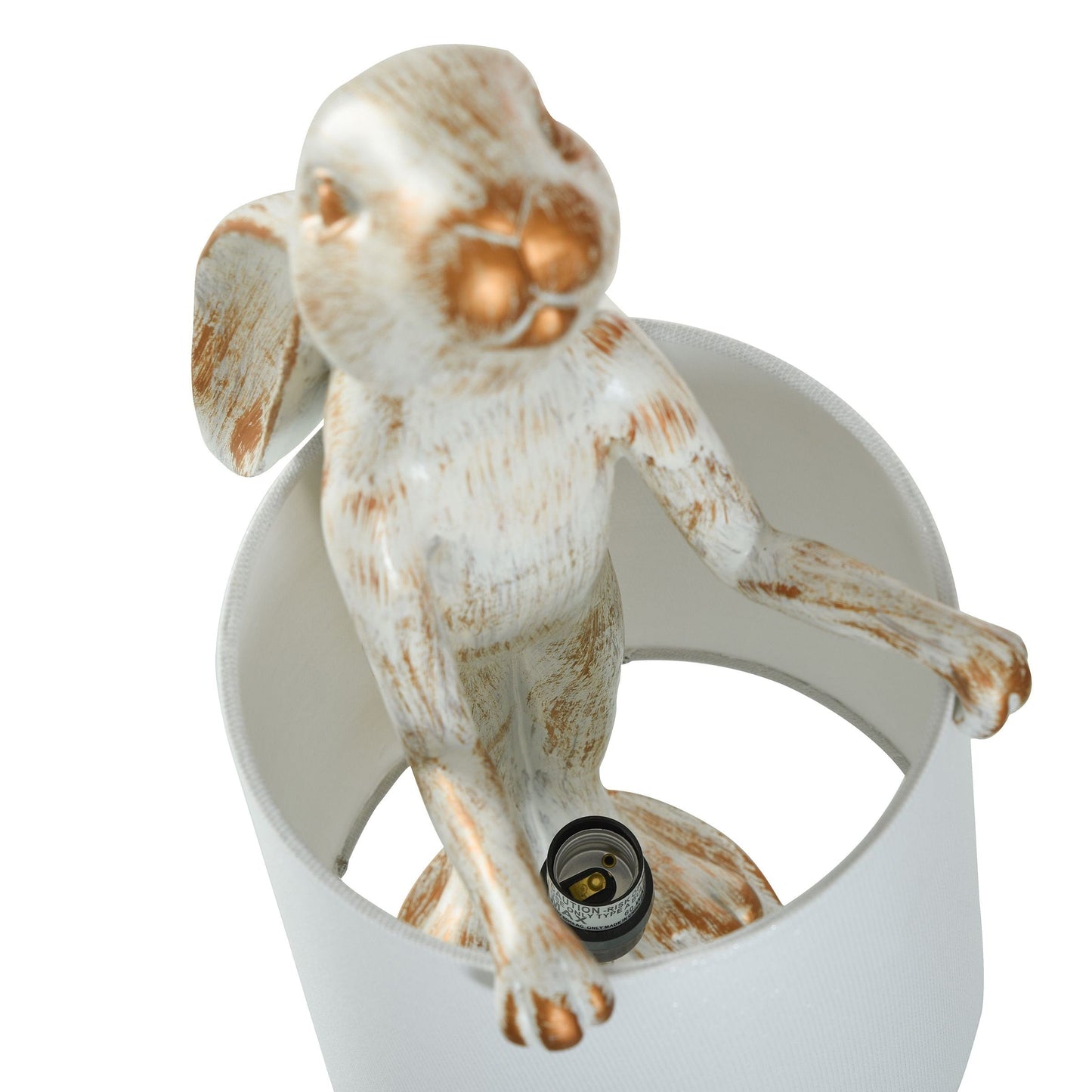 StyleCraft Malta White Washed Light Copper Rabbit Desk Lamp