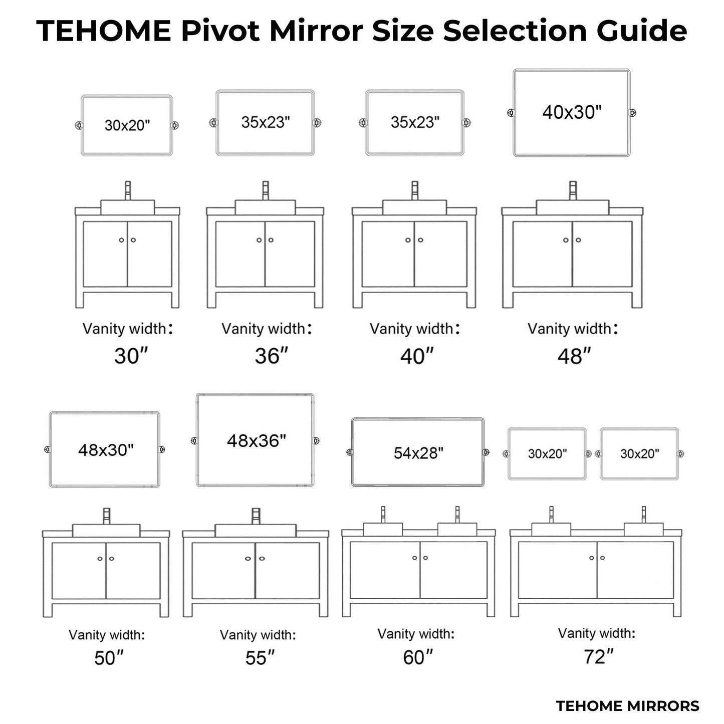 TEHOME Lutalo horizontal Beveled Bathroom / Vanity Mirror