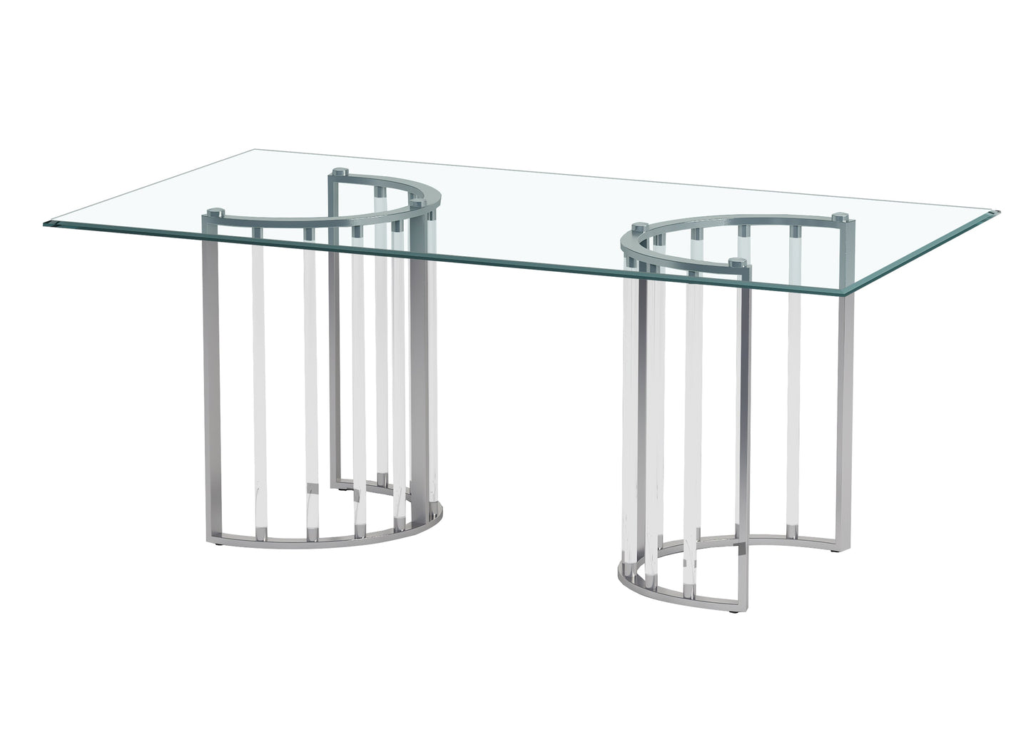 42x 72 Glass Top Dining Table w/ Steel & Acrylic Base | Modern Motion - TRISHA-DT-CHM-4272