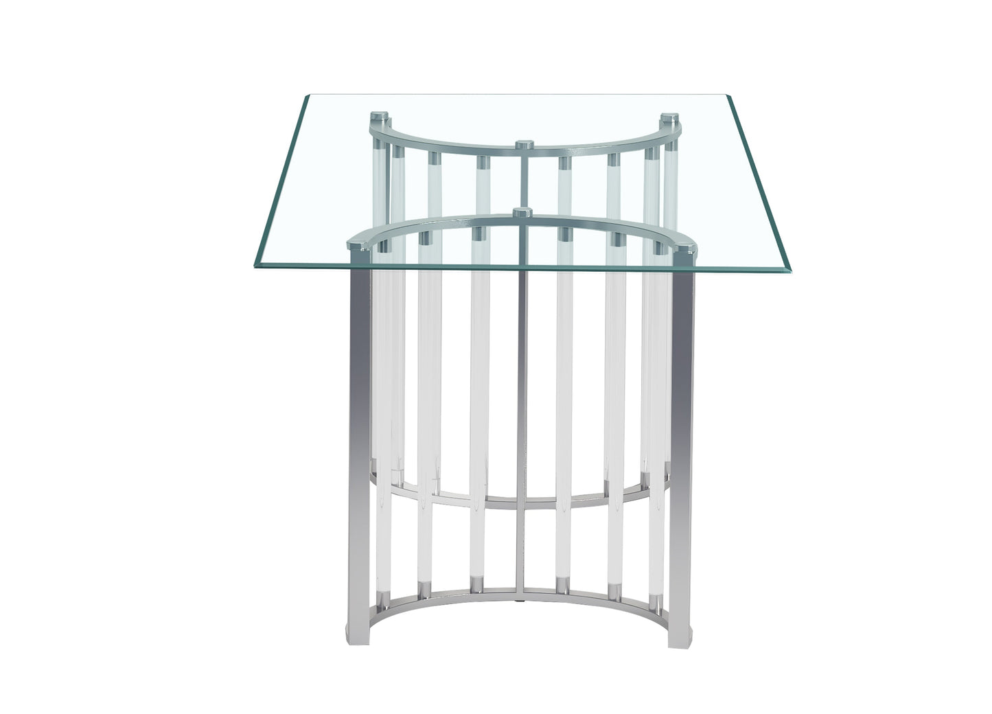 42x 72 Glass Top Dining Table w/ Steel & Acrylic Base | Modern Motion - TRISHA-DT-CHM-4272