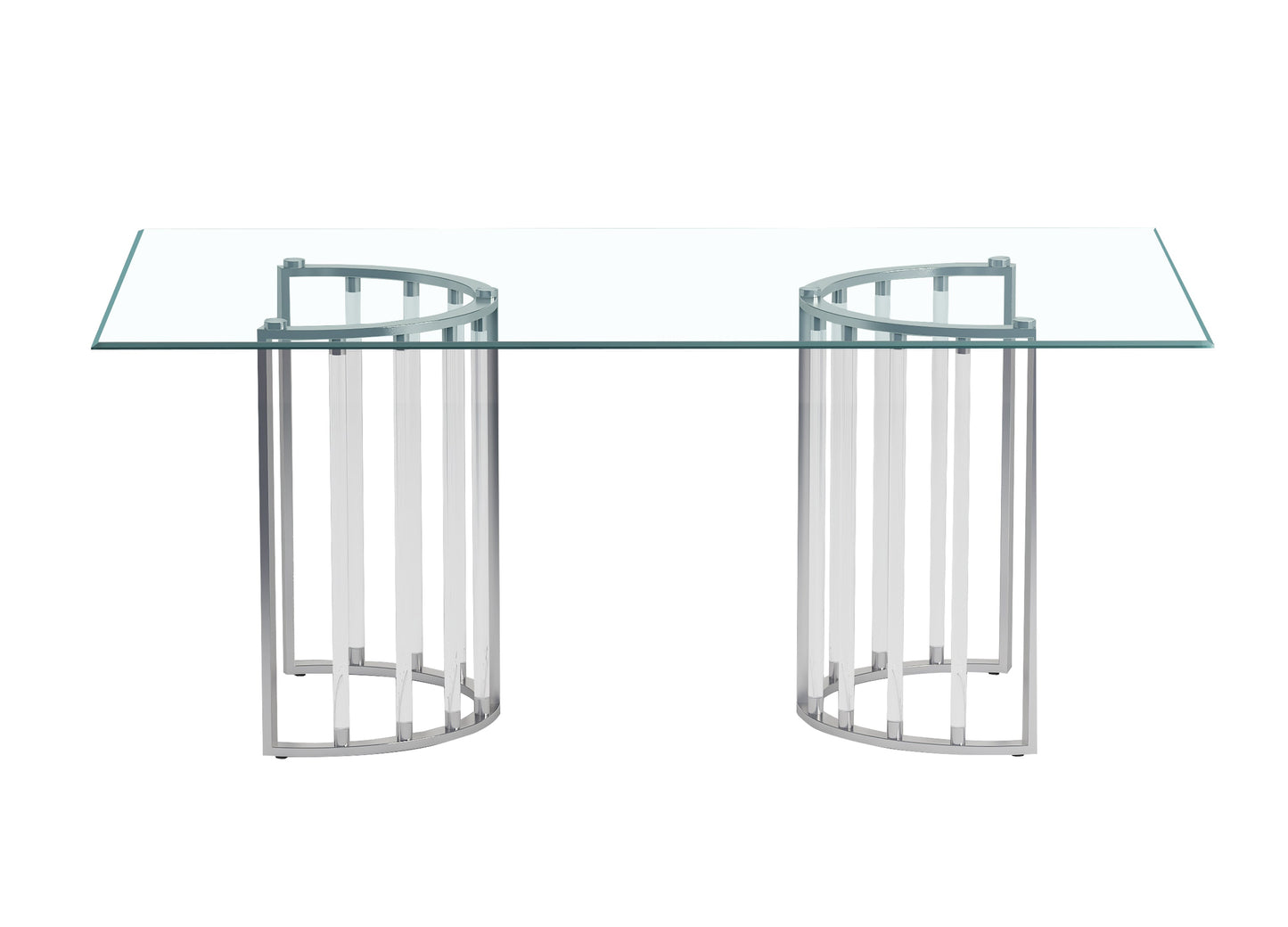 42x 72 Glass Top Dining Table w/ Steel & Acrylic Base | Modern Motion - TRISHA-DT-CHM-4272