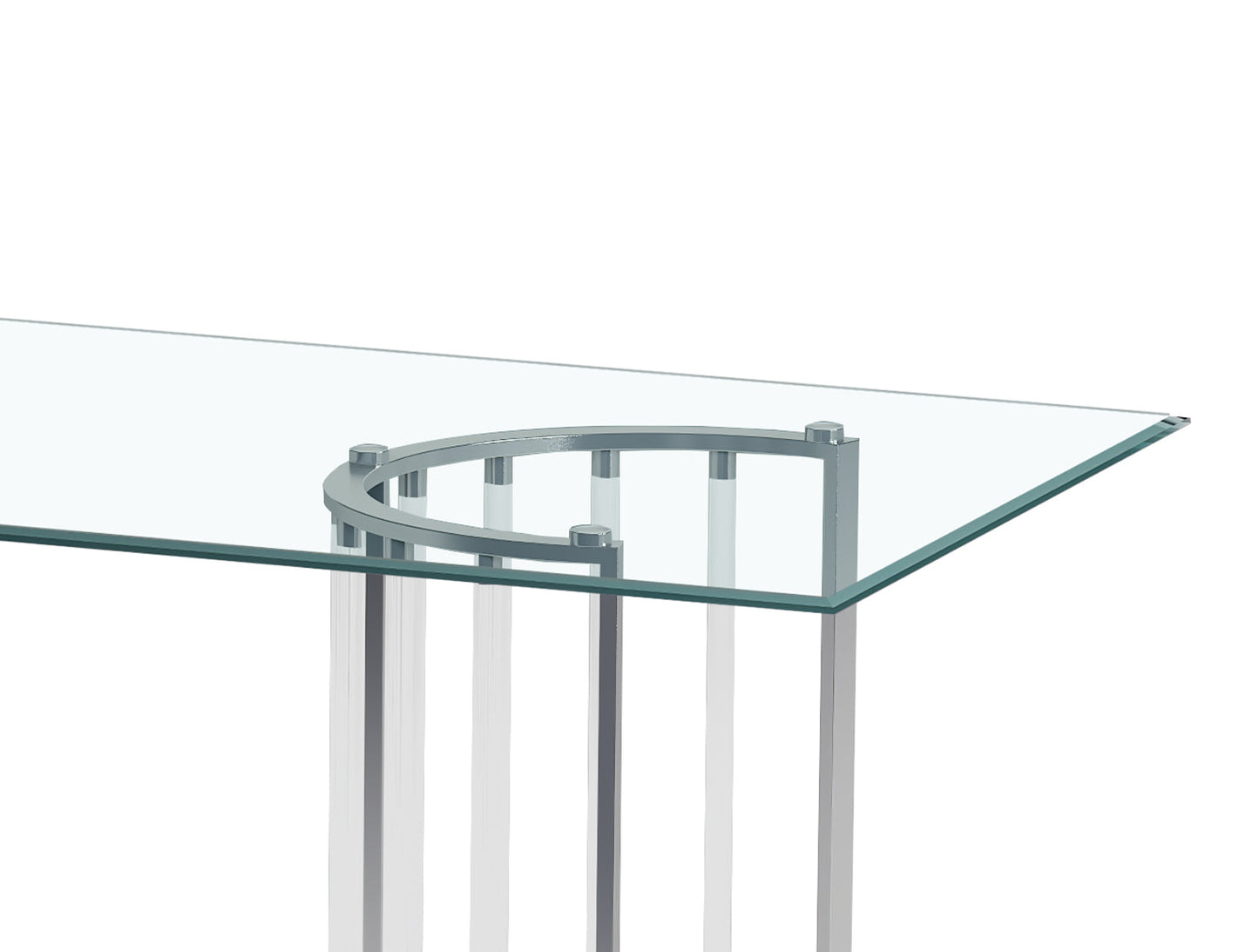 42x 72 Glass Top Dining Table w/ Steel & Acrylic Base | Modern Motion - TRISHA-DT-CHM-4272