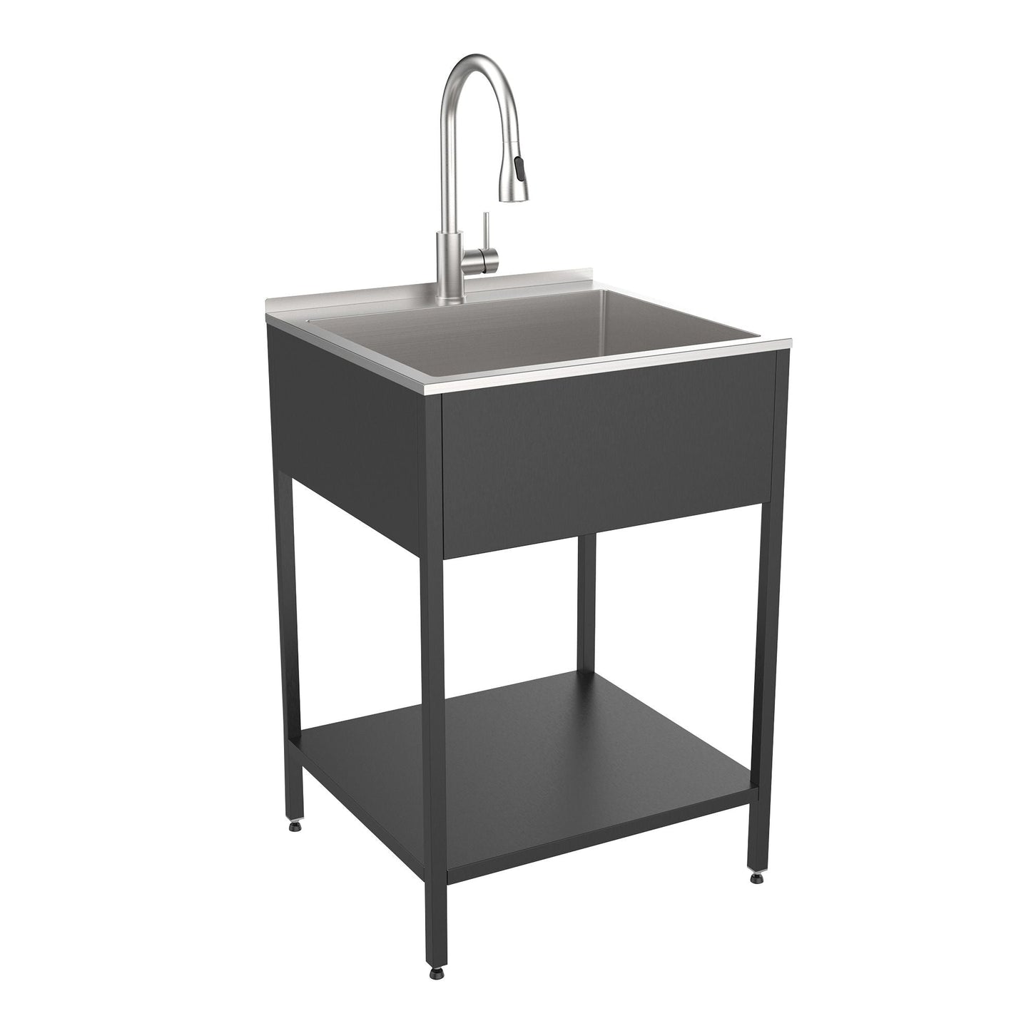 Transolid EWS-2422S 24-in W x 22-in D x 35-in H Stainless Steel Laundry Sink and Wash Stand - 24-in x 22-in