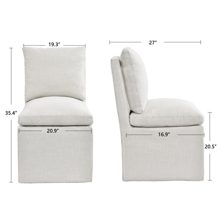 Upholstered Swiveling Rolling Linen Dining Chair