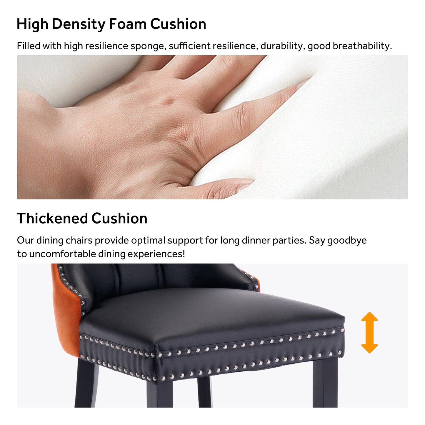 Upholstered Tufted Velvet Dining Chair with Solid Wood Legs Set of 6