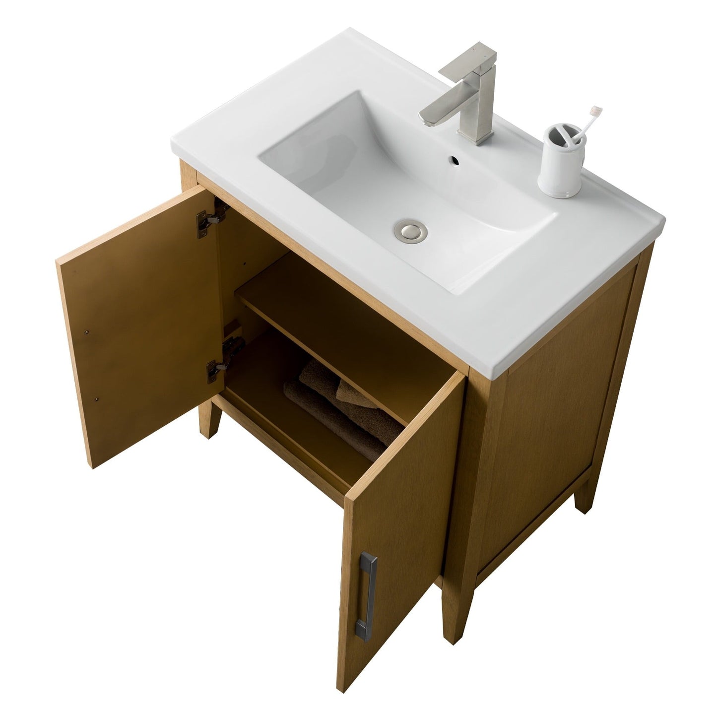 Vanity Art 20 or 24 or 30 Single Sink Bathroom Vanity Cabinet with Ceramic Top