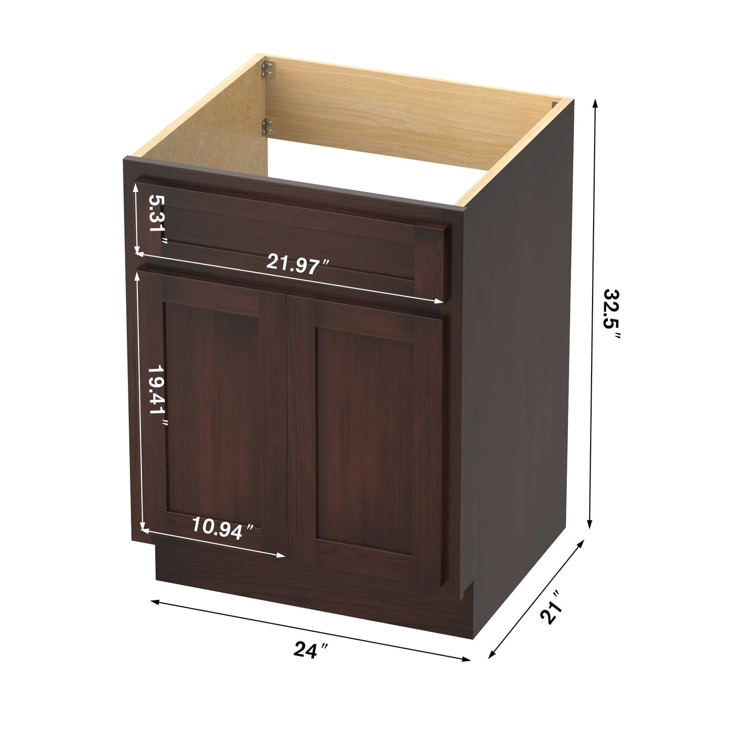 Vanity Art 24-inch Solid Wood Single Sink Bathroom Vanity Cabinet