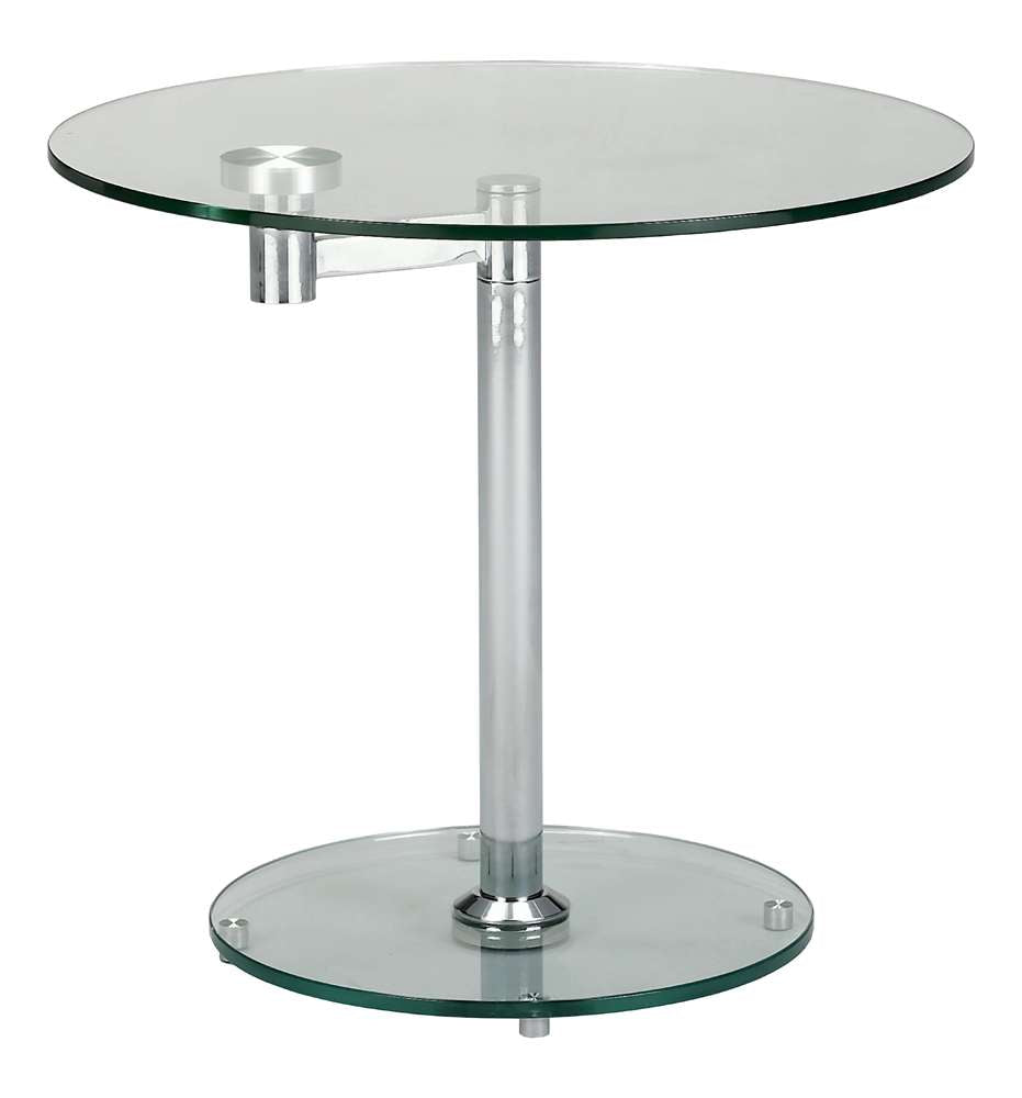 24 Rotating Round Glass Lamp Table w/ Steel Base | Modern Motion - 8090-LT
