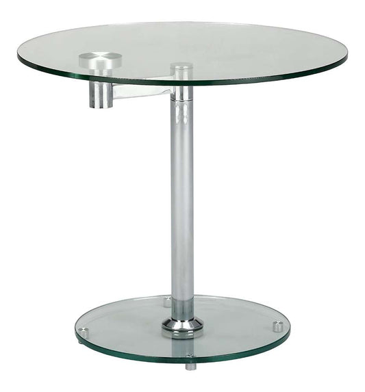 24 Rotating Round Glass Lamp Table w/ Steel Base | Modern Motion - 8090-LT