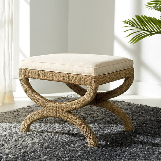 Aikan Woven Sea Grass Ottoman | Safavieh Couture – CWK2007